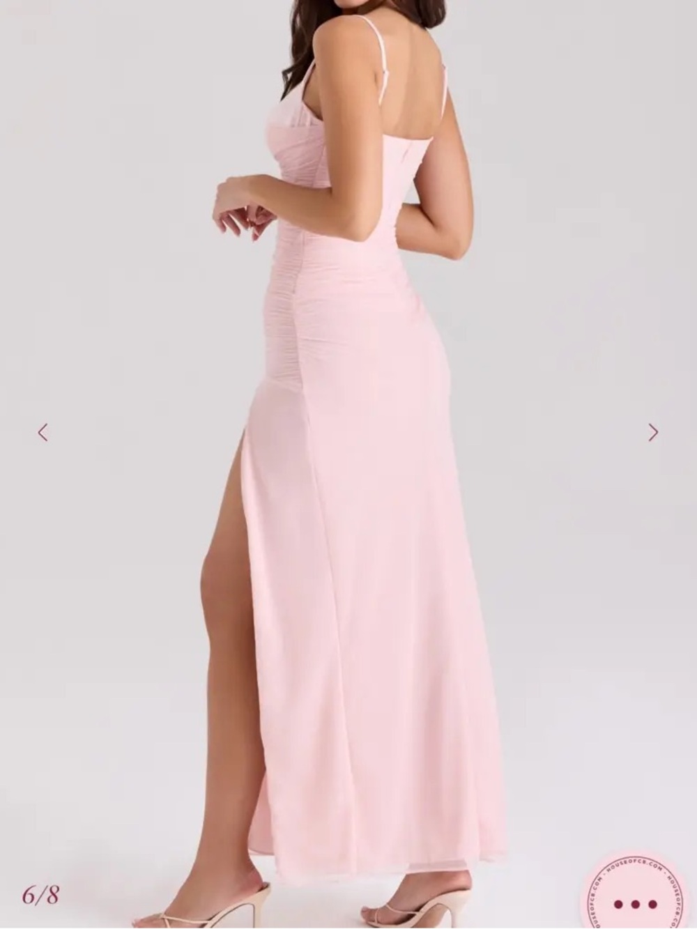 House of CB Pink Nalini corset slit maxi dress Sz Small C/D cup - Picture 3 of 6